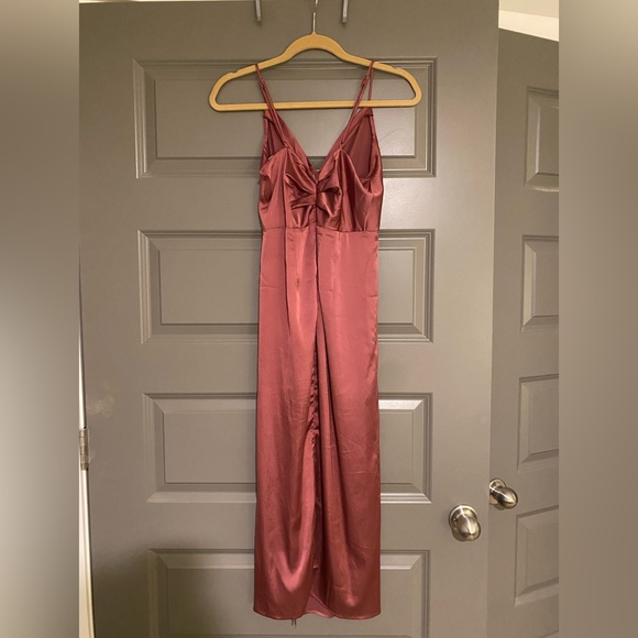 Twist Front Satin Midi Dress - Picture 2 of 3